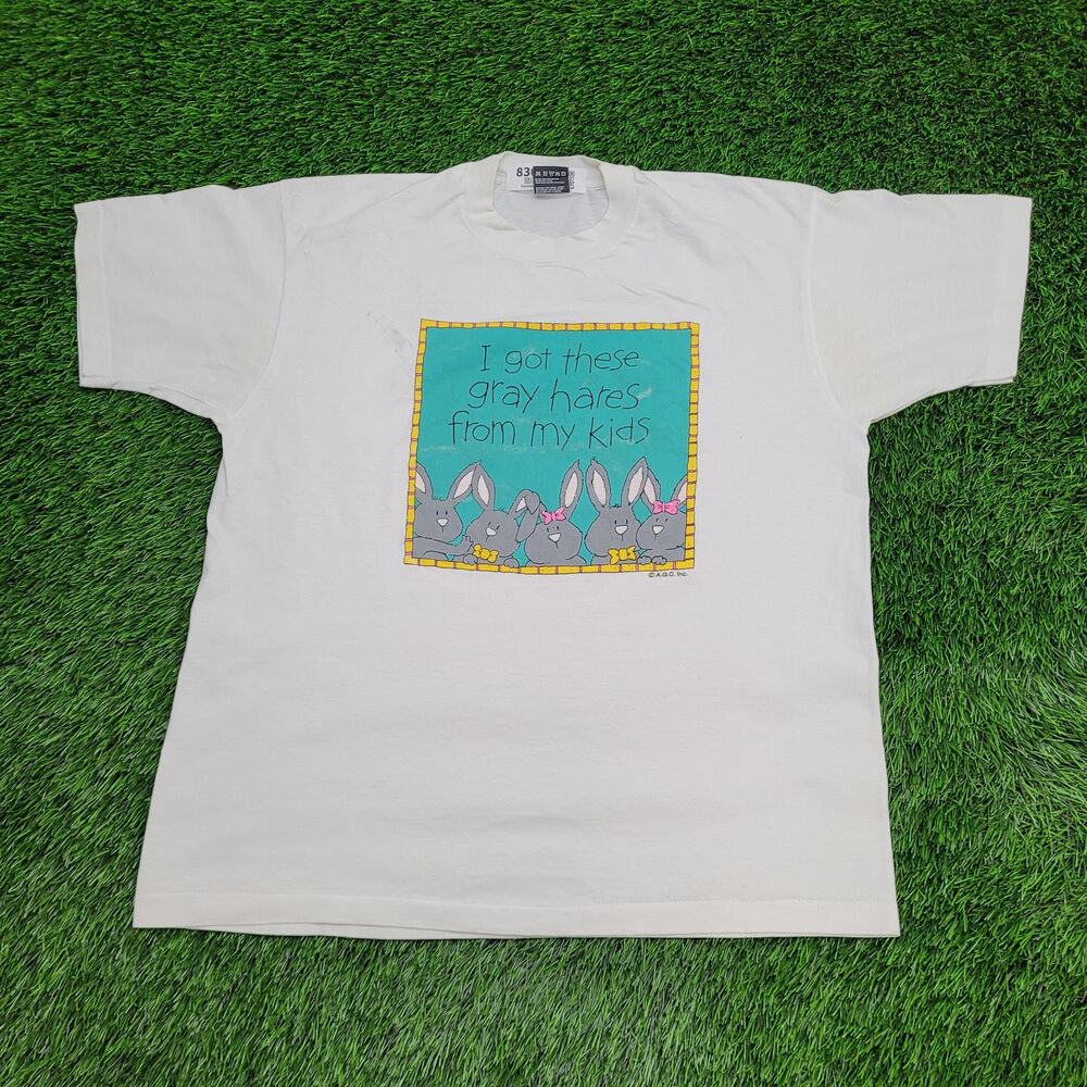 Vintage 80s Cute Bunny Rabbit Shirt Womens XL 22x26 USA Crop